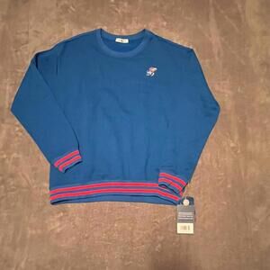 NUYU Blue KU Kansas University Sweater Sweatshirt Mesh Back Sz L New Never Worn